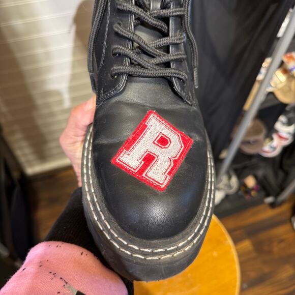 Karl Lagerfeld Paris Lace Up Leather Combat Boots In Dixie Style Size 9 - Picture 4 of 8